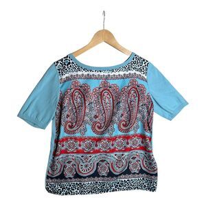 Talbots Blue Paisley‎ Top Size Medium